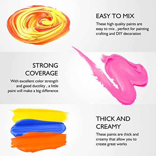 Caliart Acrylic Paint Set With 12 Brushes, 24 Colors (120ml, 4oz) Art Craft Paints for Adults Artists Beginners Painters, Canvas Ceramic Wood Rock Painting Art Supplies Kit - Image 4