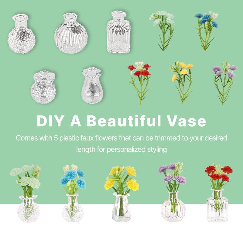ZOYVUX Cute Mini Vase Magnets for Fridge, Tiny Plant Glass Vases with Flowers, Magnetic Refrigerator Decor for Kitchen, Office, Locker (5 Pack) - Image 2