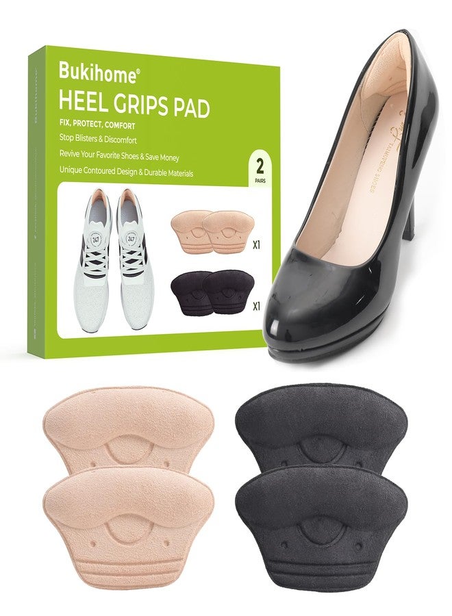Bukihome Heel Grips Pads for Women Shoes - Bukihome Heel Inserts Liners Non-Slip for Loose Too Big Shoes - Shoe Cushions Fillers Prevent Blister Callus Rubbing Pain Fatigue Relief, Fits Most Shoe (2 Pairs) - Image 1