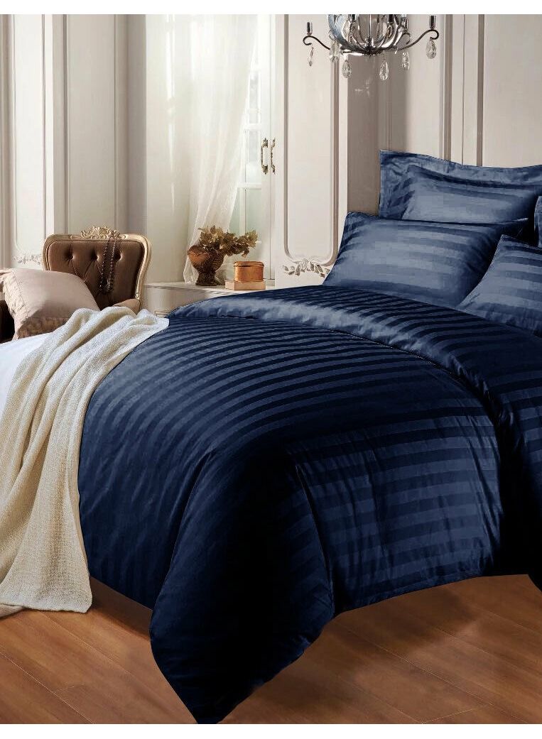 طقم لحاف فندقي أزرق بحري 6 قطع 300TC - Image 2