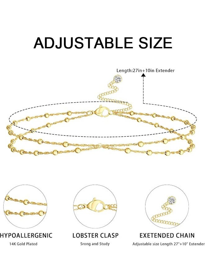 Layered Plated Waist Chain for Women, Adjustable Beads Body Belly Chain, Fashion Jewelry for Beach Vacation Party - Image 2