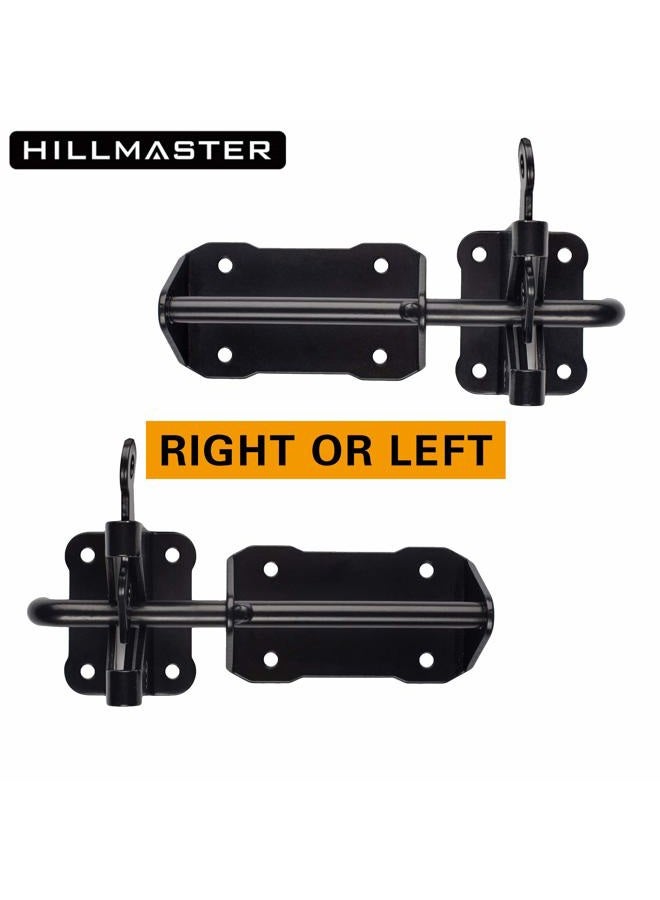 HILLMASTER Heavy Duty Automatic Gate Latch for Wooden Fences with Pull String, 7.5" Self-Locking Gravity Gate Door Latches with Handle for Outdoor Garden, Pool, Metal Gates, Vinyl Fence, Black Finish - Image 2