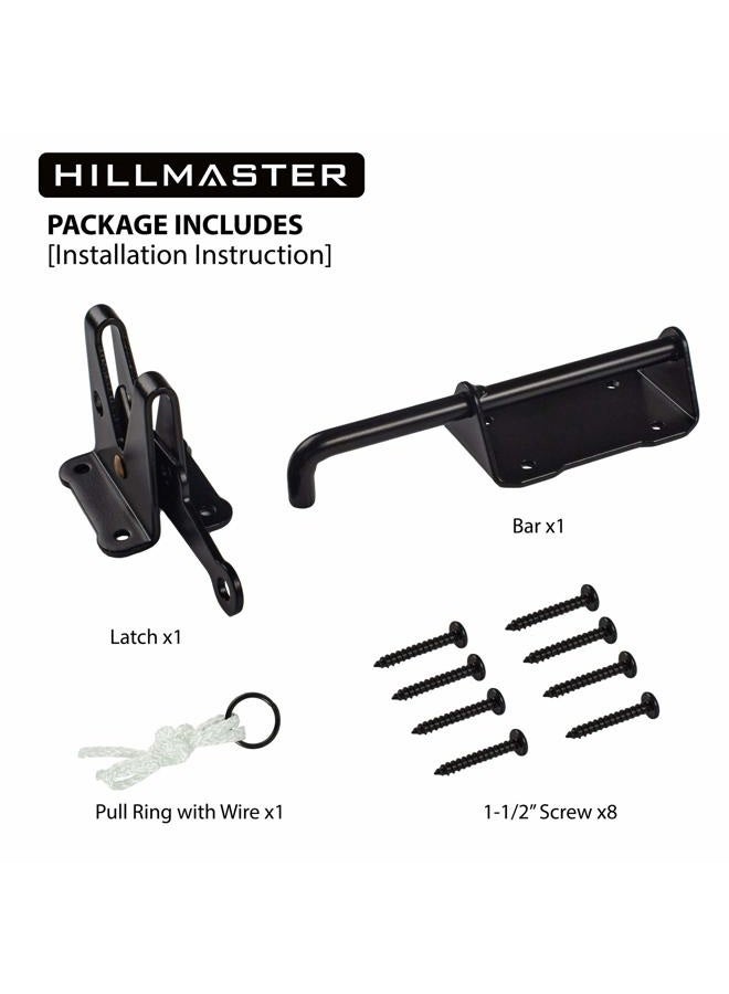 HILLMASTER Heavy Duty Automatic Gate Latch for Wooden Fences with Pull String, 7.5" Self-Locking Gravity Gate Door Latches with Handle for Outdoor Garden, Pool, Metal Gates, Vinyl Fence, Black Finish - Image 4