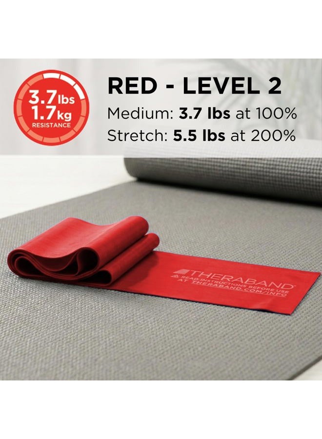 TheraBand Professional Latex Resistance Bands, Individual 6 Ft Elastic Band for Upper & Lower Body Exercise, Physical Therapy, Pilates, At-Home Workouts, 6 Foot Band, Red, Medium, Beginner Level 3 - Image 4