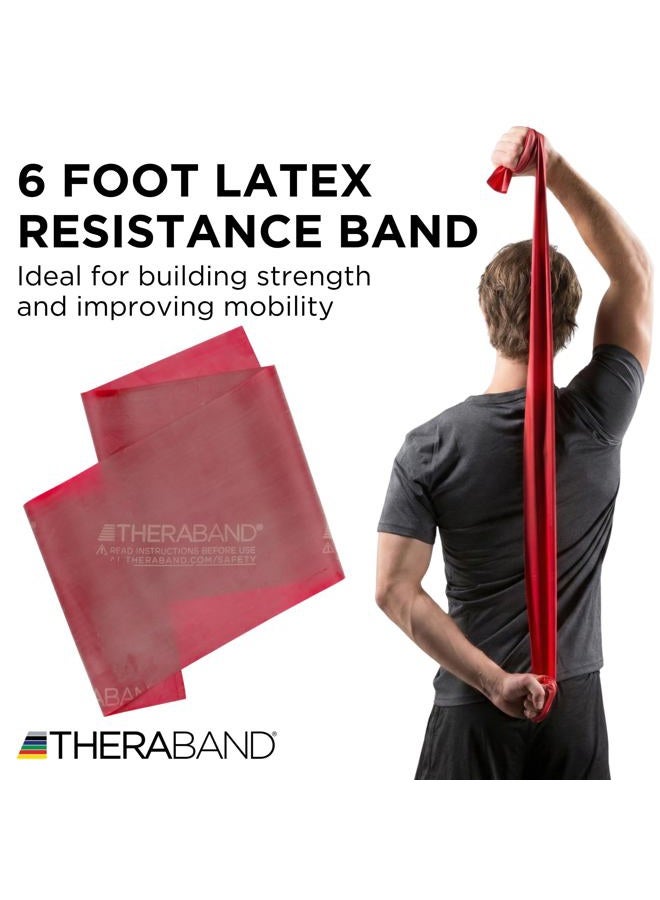 TheraBand Professional Latex Resistance Bands, Individual 6 Ft Elastic Band for Upper & Lower Body Exercise, Physical Therapy, Pilates, At-Home Workouts, 6 Foot Band, Red, Medium, Beginner Level 3 - Image 2