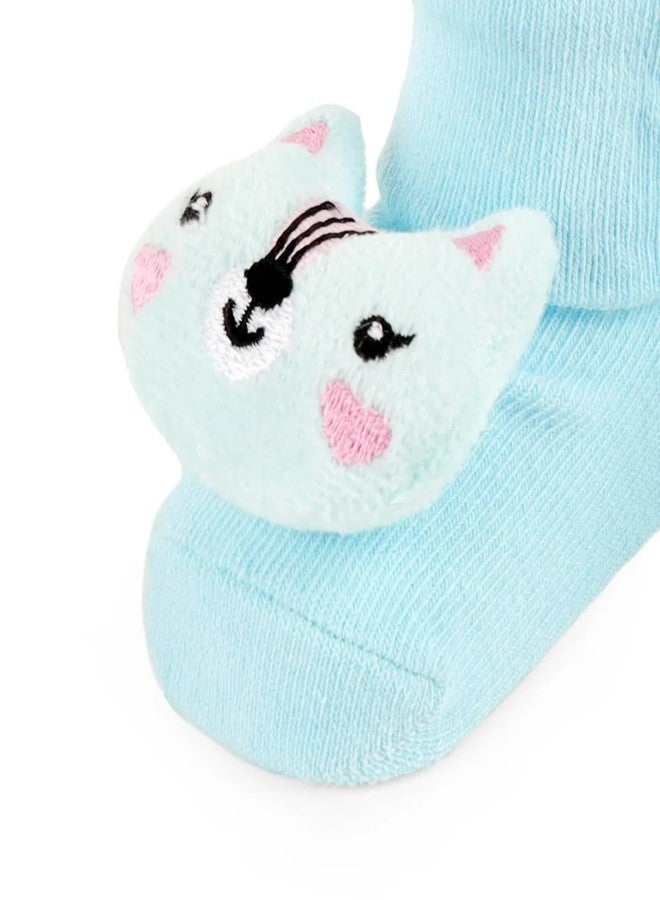 Kicks & Crawl Baby Boys & Baby Girls Anti-skid/slip Trunk 'n Purr Socks For Baby Boys and Girls Blue/Light Blue (Pack of 2) - 0-9M - Image 3