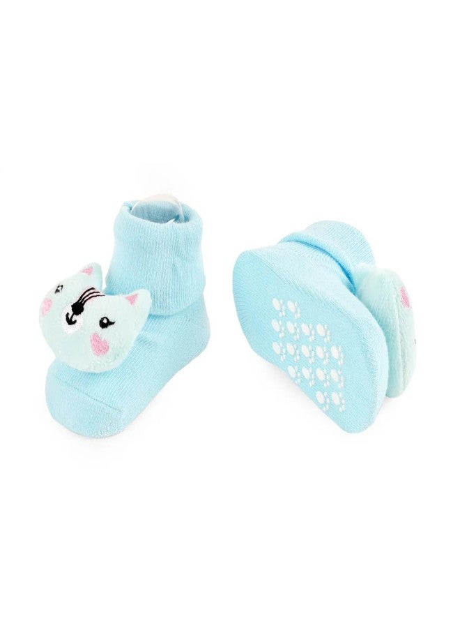 Kicks & Crawl Baby Boys & Baby Girls Anti-skid/slip Trunk 'n Purr Socks For Baby Boys and Girls Blue/Light Blue (Pack of 2) - 0-9M - Image 2