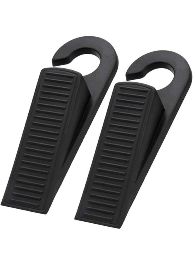 Biella Black Mouse Design Door Stopper Wedges Stylish And Practical Non-Slip Safety Protectors For Home And Office, Ideal For Bathrooms, Kitchens And Interior Doors (Pack Of 2)  - Image 1