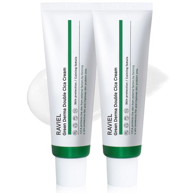 RAVIEL Green Derma Double Cica Cream | Redness relief for face | Calming & Soothing Skin barrier moisturizer for Sensitive Skin | Korean skin care (1.69 fl oz, Pack of 2) - Image 3