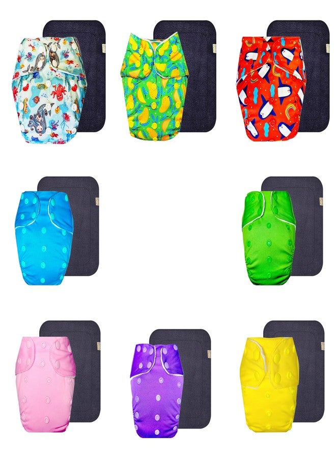 حفاضات قماشية فاخرة من دمبلدو مع حشوة رمادية (عبوة من 8 قطع) | شعور بالجفاف والراحة | قابلة لإعادة الاستخدام والغسل | سريعة الجفاف | ضرورية للاستخدام اليومي | من 3 أشهر إلى 3 سنوات | مناسبة للأطفال من الجنسين - Image 1