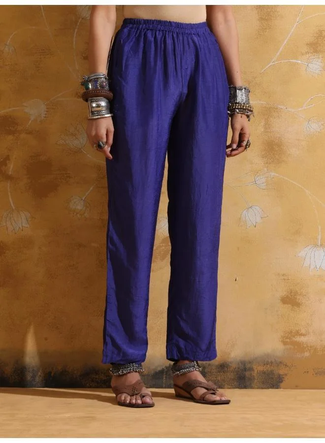 trueBrowns trueBrowns Purple Mustard Floral Print Muslin Silk A-line Kurta Co-ord Set