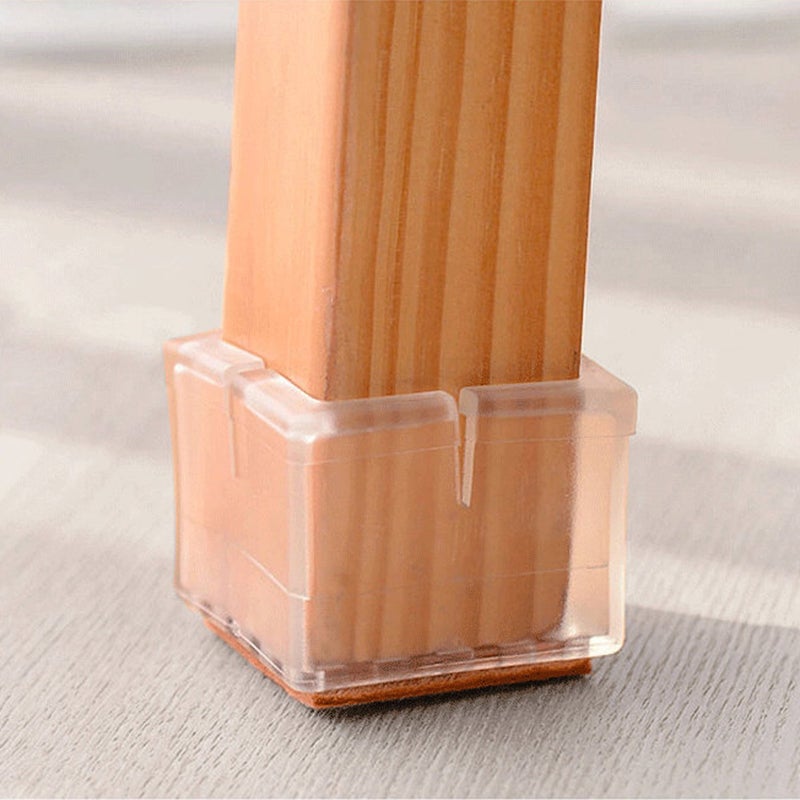 Gutapo 16PCS Transparent Square Chair Leg Wood Floor Protectors Silicone Furniture Chair Legs Caps Covers with Felt Pads fit 1-1/4 to 1-3/8 Inch (3.2-3.5cm) - Image 4