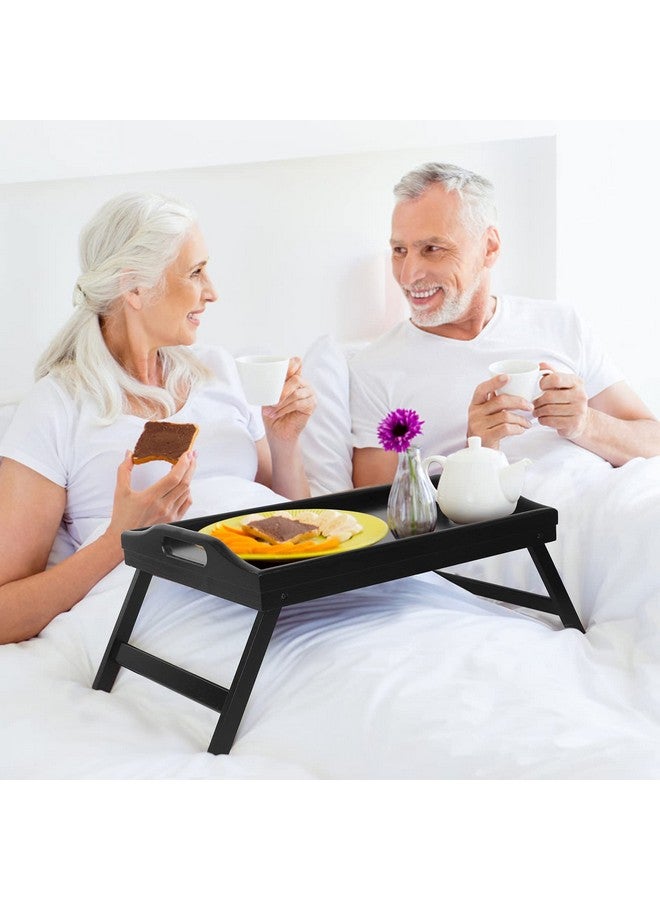 Artmalle Bed Tray Table Folding Legs with Handles Breakfast Food Tray for Sofa,Bed,Eating,Drawing,Platters Serving Lap Desk Snack Tray(Black Medium) - Image 2