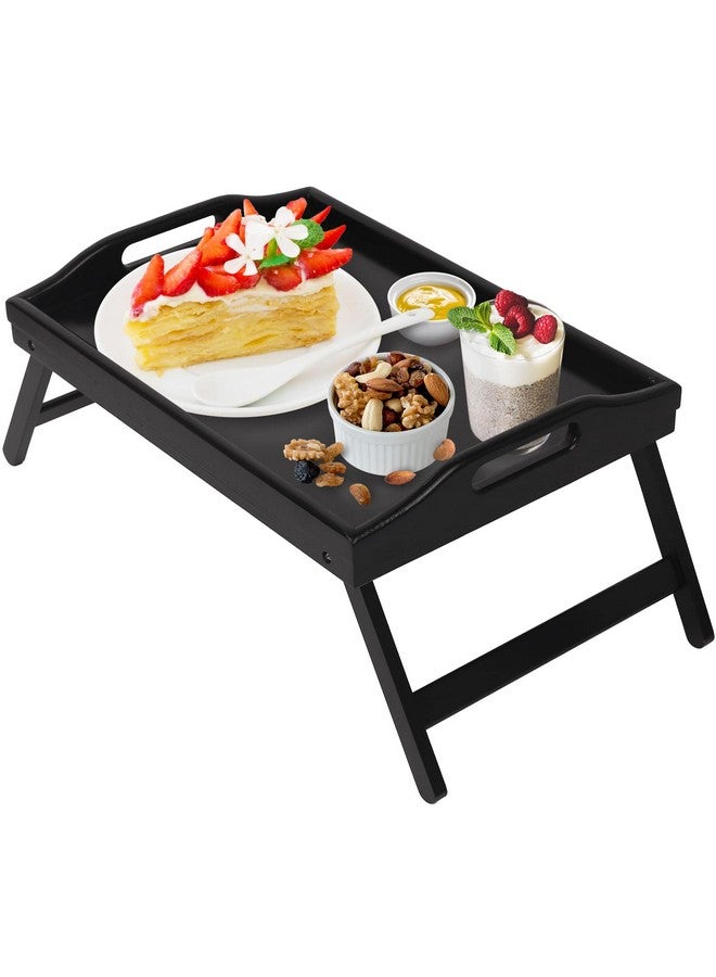 Artmalle Bed Tray Table Folding Legs with Handles Breakfast Food Tray for Sofa,Bed,Eating,Drawing,Platters Serving Lap Desk Snack Tray(Black Medium) - Image 1
