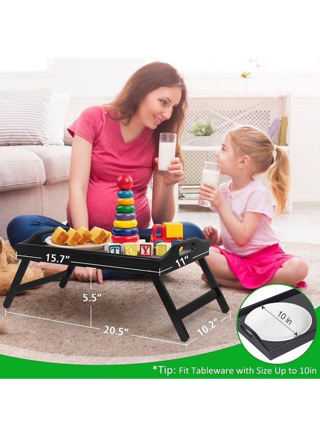 Artmalle Bed Tray Table Folding Legs with Handles Breakfast Food Tray for Sofa,Bed,Eating,Drawing,Platters Serving Lap Desk Snack Tray(Black Medium) - Image 3