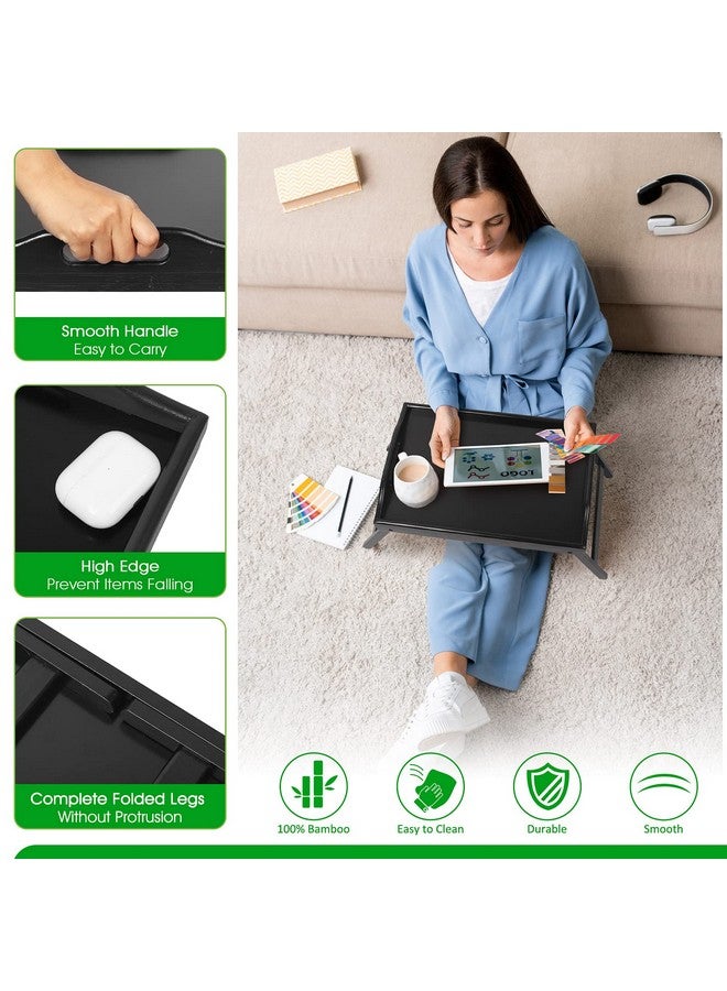 Artmalle Bed Tray Table Folding Legs with Handles Breakfast Food Tray for Sofa,Bed,Eating,Drawing,Platters Serving Lap Desk Snack Tray(Black Medium) - Image 4