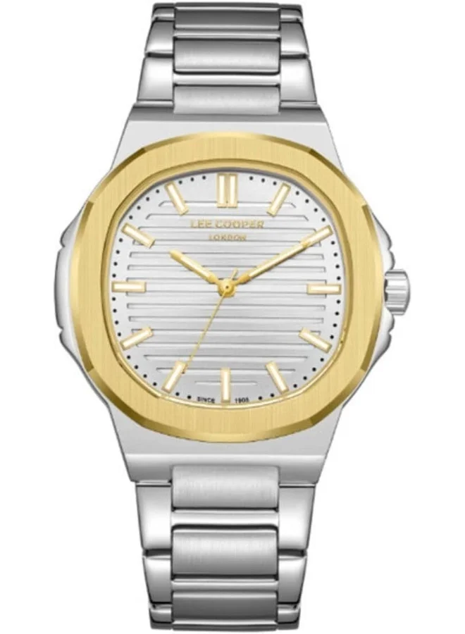 لي كوبر ساعة رجالية بعرض تناظري وسوار معدني فضي