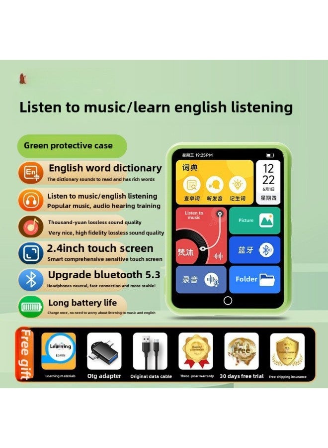 Fan Mu Walkman Student Edition Senior High School Students English Listening Music Player Bluetooth Listening Music-Body Color:[purple Protective Case] 2.4 Hd Screen-english Dictionary#Learning Version-Memory Capacity:80gb (body 16g Memory + 64g Card) [-suitable For High School] - Package 3: Host + No  - Image 4