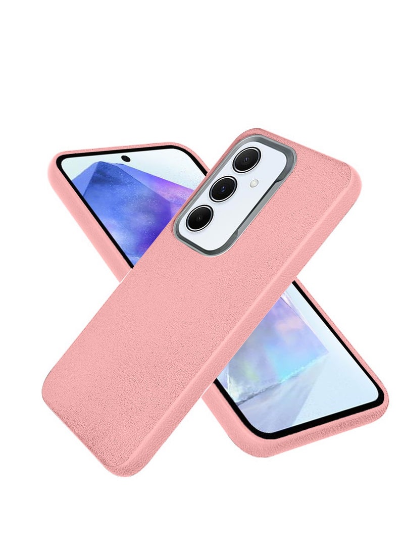 Techie غطاء خلفي أنيق من جلد PU ناعم غير قابل للانزلاق بتقنية TPU لهاتف سامسونج جالاكسي A55 5G - وردي فاتح - Image 1