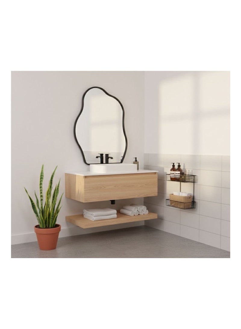 مرآة مرايا حائط ديكور بشكل متعرج واطار معدني قوي - Image 4