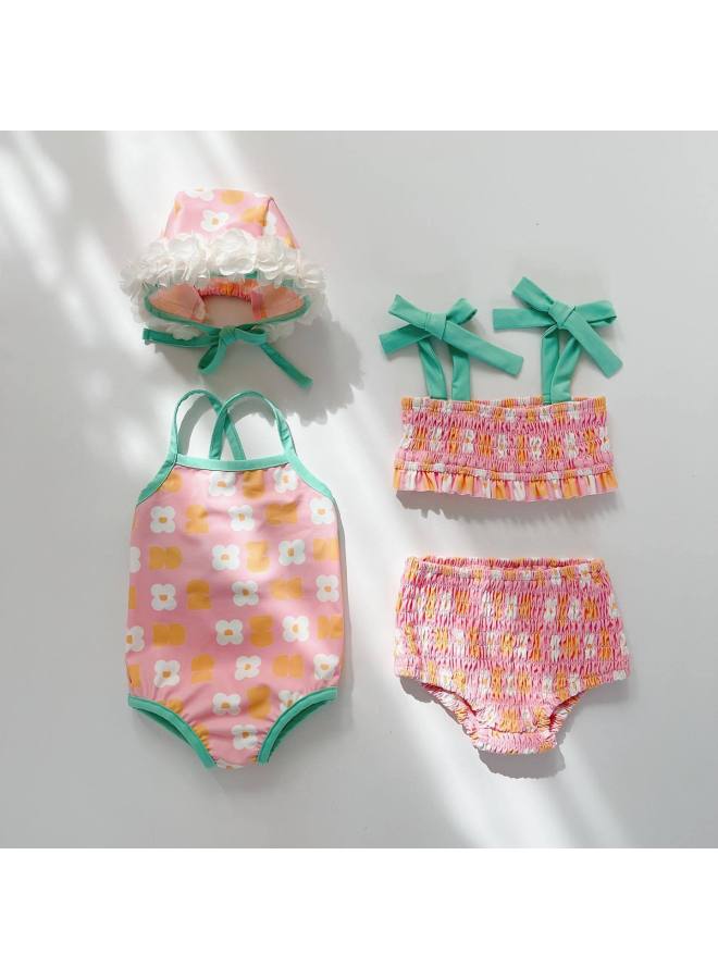 Loquat Children's Flower Swimsuit-Color:Apricot (two-piece Set)- - Image 2