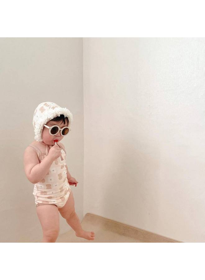 Loquat Children's Flower Swimsuit-Color:Apricot (two-piece Set)- - Image 1