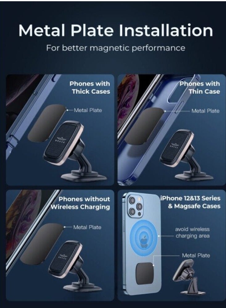 Brave Universal Magnetic Car Phone Holder – 360° Rotating Dashboard Car Mount with Strong N52 Magnets and 3M Advice, Compatible with iPhone 17/17 Pro/17 Pro Max/16/15/14/13/12, Samsung Galaxy S25/S24/S23/S22 Ultra, iPhone Air, Hands-Free Car Phone Mount for All Cars, SUVs, and Trucks – Strong Magnetic Grip, Easy Installation, Non-Wireless - Image 2