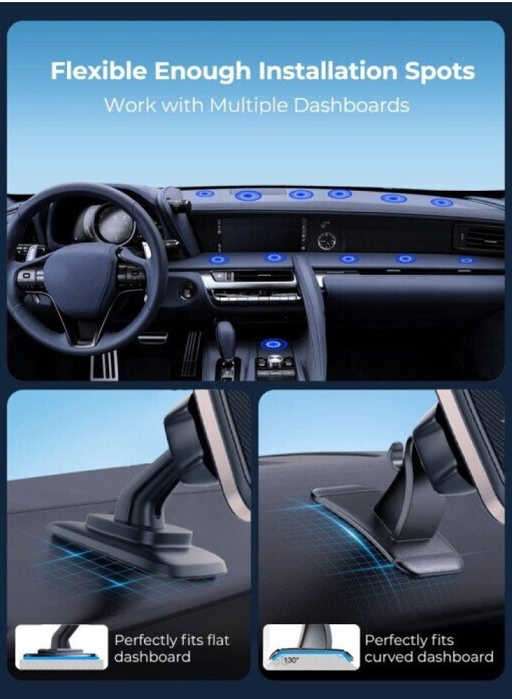 Brave Universal Magnetic Car Phone Holder – 360° Rotating Dashboard Car Mount with Strong N52 Magnets and 3M Advice, Compatible with iPhone 17/17 Pro/17 Pro Max/16/15/14/13/12, Samsung Galaxy S25/S24/S23/S22 Ultra, iPhone Air, Hands-Free Car Phone Mount for All Cars, SUVs, and Trucks – Strong Magnetic Grip, Easy Installation, Non-Wireless - Image 3