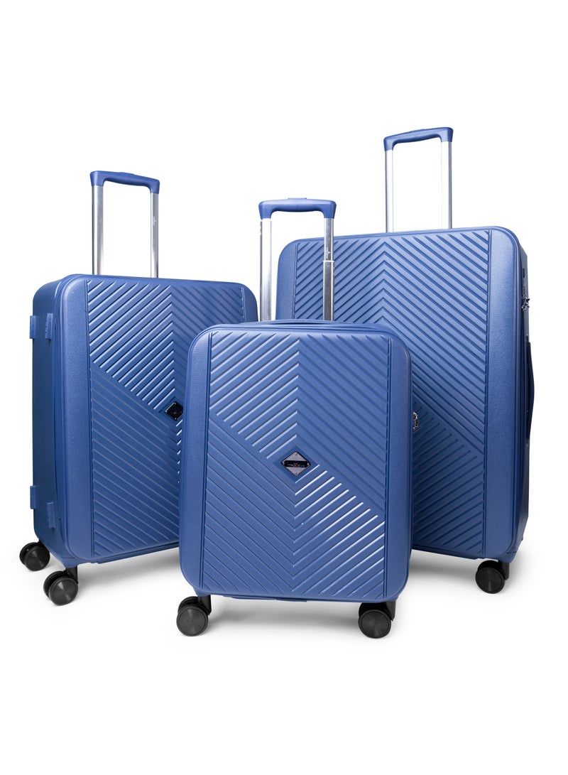 Track Track Tank Series Luggage Set Navy – Durable ABS Hard-Shell Suitcase with Double Spinner Wheels, Secure Combination Lock & Anti-Theft Zipper Suitcase set, 3-Piece Lightweight Travel Set Suitcase  - Image 1