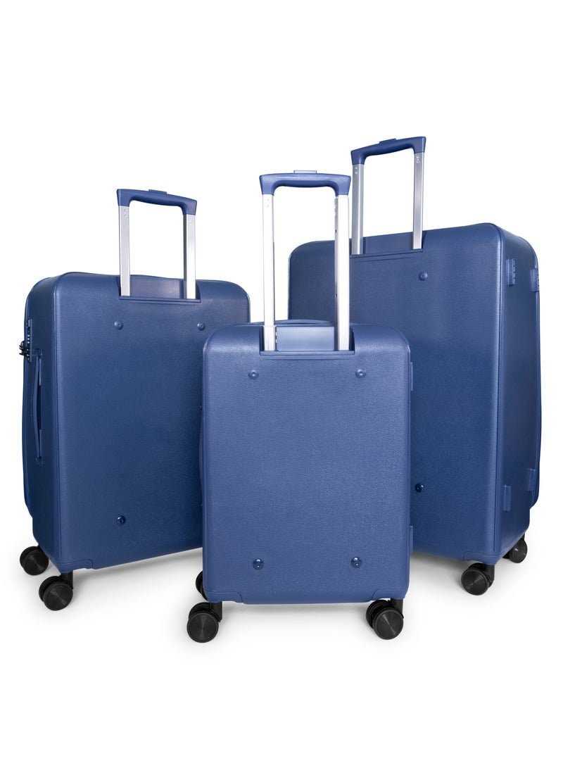 Track Track Tank Series Luggage Set Navy – Durable ABS Hard-Shell Suitcase with Double Spinner Wheels, Secure Combination Lock & Anti-Theft Zipper Suitcase set, 3-Piece Lightweight Travel Set Suitcase  - Image 2