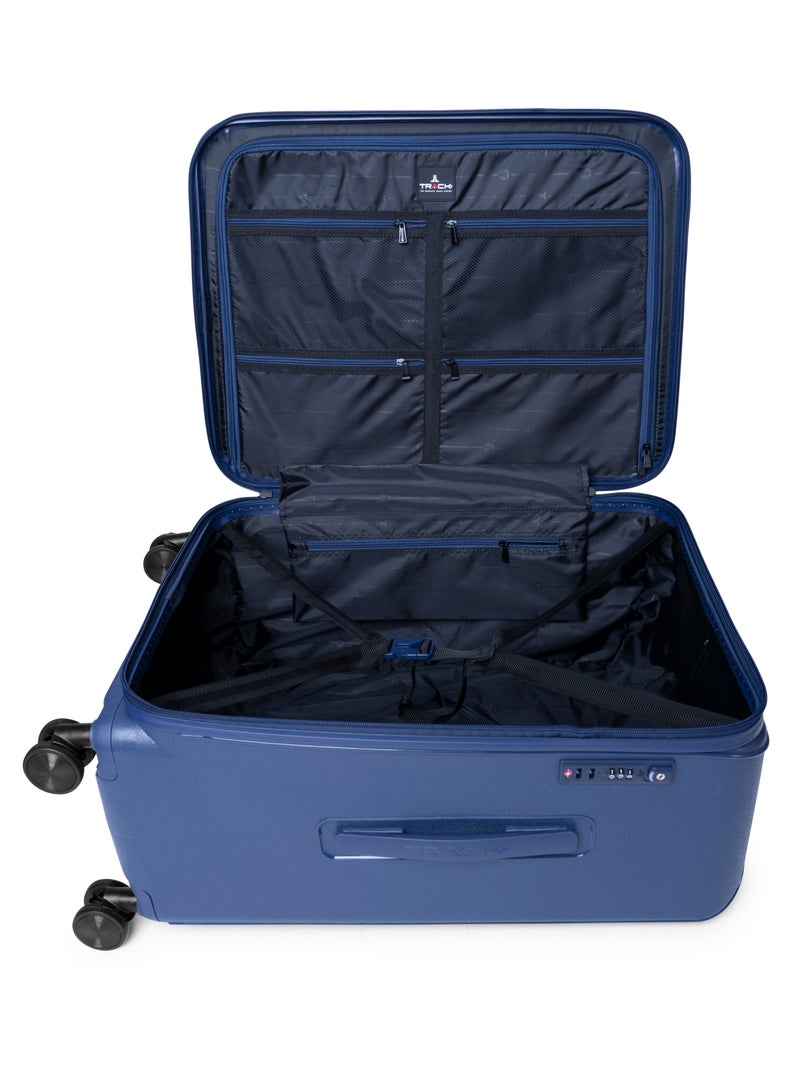 Track Track Tank Series Luggage Set Navy – Durable ABS Hard-Shell Suitcase with Double Spinner Wheels, Secure Combination Lock & Anti-Theft Zipper Suitcase set, 3-Piece Lightweight Travel Set Suitcase  - Image 5