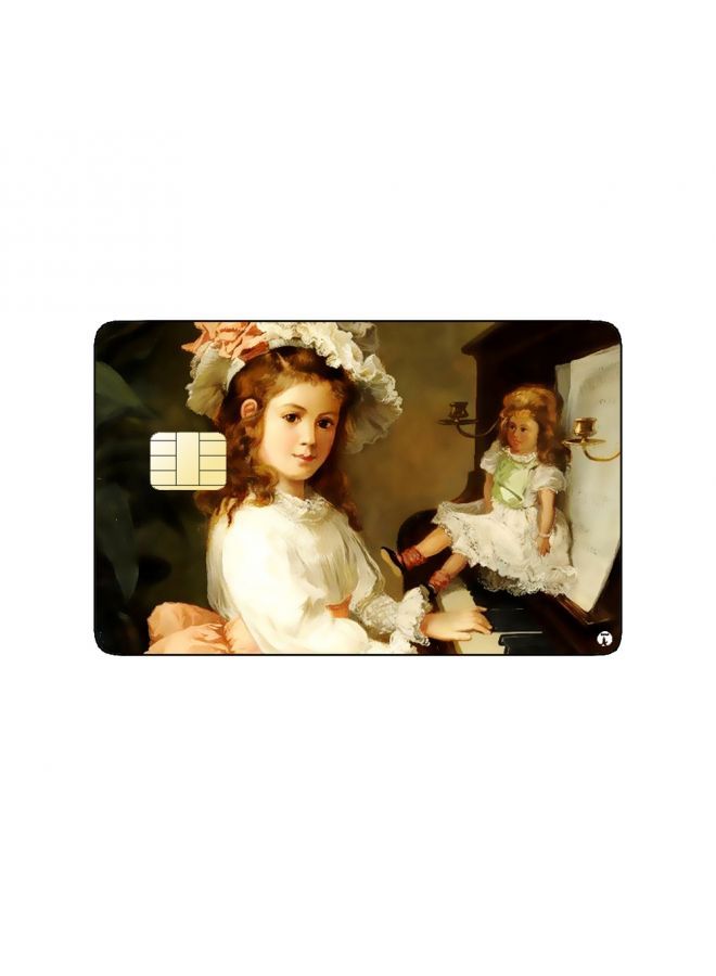 RKN PRINTED BANK CARD STICKER Cute Girl Drawing With Piano - Image 1