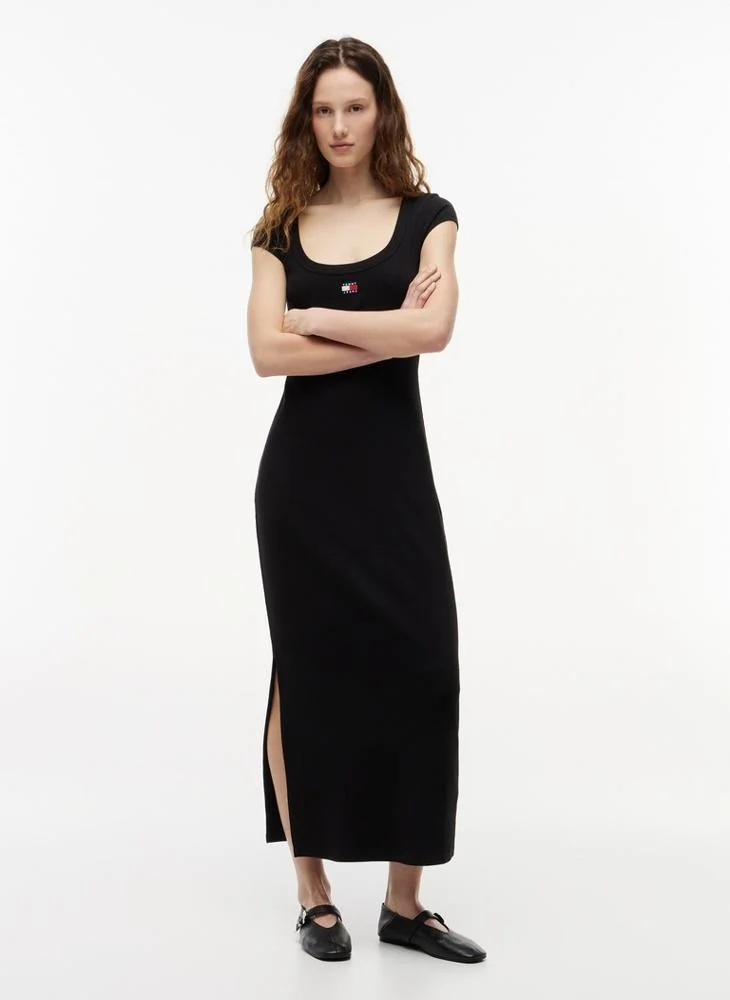 تومي جينز Tommy Badge Ribbed Maxi Dress