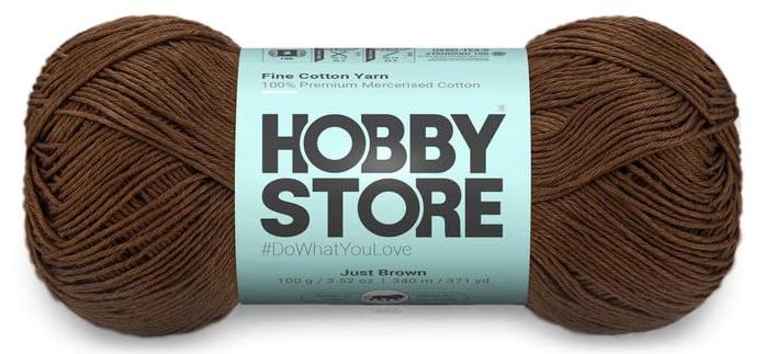 Hobby قطن المتجر – خيط ناعم – 100% قطن مخصر خيط ناعم للكروشيه والحياكة والدانتيل والأميغورومي (1 كرة/100 جرام) - 221 بني داكن | إبر سحرية - Image 1