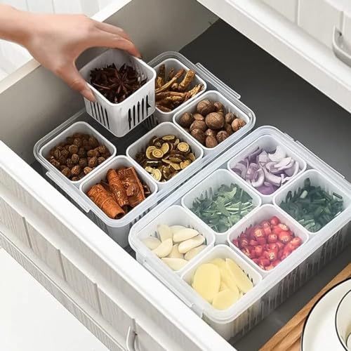 Clazkit Plastic Fridge Storage Boxes Freezer Storage Containers, Container Kitchen Storage Set, Vegetable Storage, Draining Crisper Refrigerator Food Box Set Of 2, Transparent - Image 3