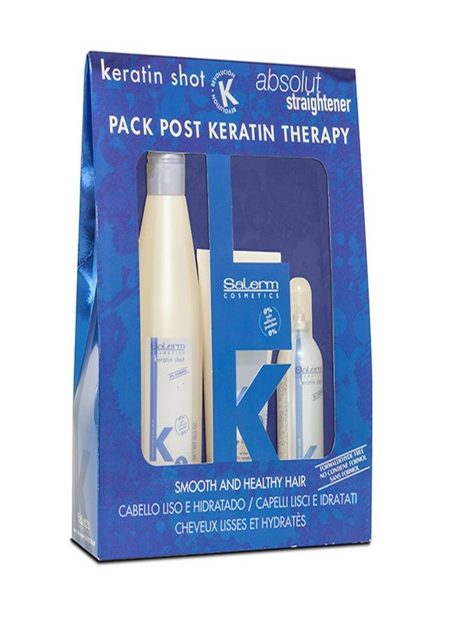 SALERM - Post Keratin Straightening - Keratin Shot Maintenance Kit with Shampoo 500 ml + Mask 200 ml + Serum 100 ml - Smooth and Hydrated Hair - Prolongs Straightening Results for 3 Months - Image 1