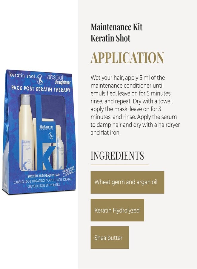 SALERM - Post Keratin Straightening - Keratin Shot Maintenance Kit with Shampoo 500 ml + Mask 200 ml + Serum 100 ml - Smooth and Hydrated Hair - Prolongs Straightening Results for 3 Months - Image 4