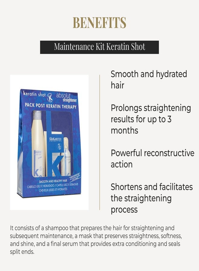 SALERM - Post Keratin Straightening - Keratin Shot Maintenance Kit with Shampoo 500 ml + Mask 200 ml + Serum 100 ml - Smooth and Hydrated Hair - Prolongs Straightening Results for 3 Months - Image 3