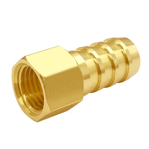 Uenede 6PCS Brass Hose Barb Fittings 1/4" NPT Female to 3/8" Barb Adapter Connector Include 6 Stainless Steel Clamps for Water/Oil/Gas - Image 5