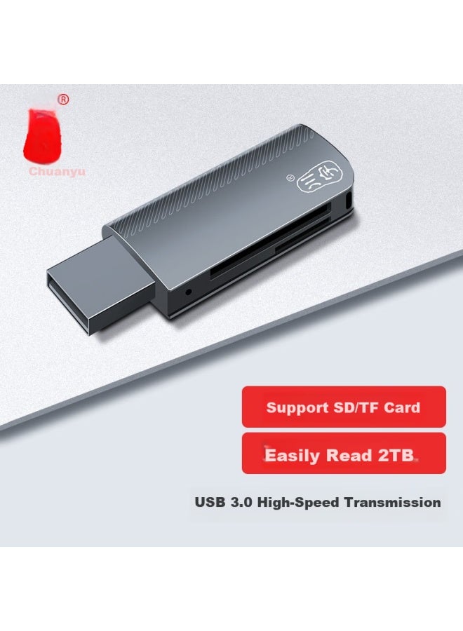 Chuanyu Usb 3.0 High-speed Card Reader, Multifunctional Sd/tf Dual-in Card Reader, Supports Phones, Dslr Cameras, Dash Cams, Surveillance Storage Memory Cards, Zinc Alloy - Image 1