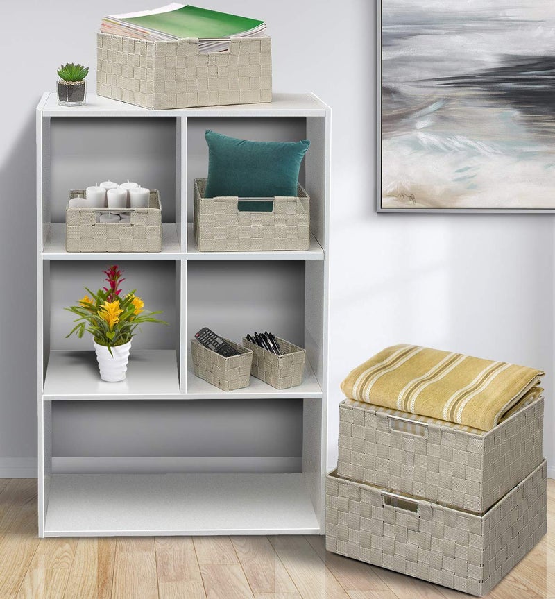 Sorbus Storage Baskets for Organizing (Set of 7), Mesh Hand-Woven Design, Linen Closet Organizers and Storage, Organizer Storage Baskets for Shelves, Variety Pack Organizers and Storage (Beige) - Image 2