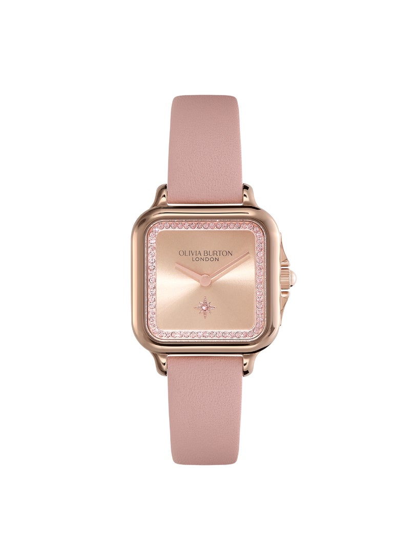 OLIVIA BURTON SQUARE ANALOG WOMEN'S LIGHT CARNATION GOLD CASE WATCH - 24000122 - Image 1