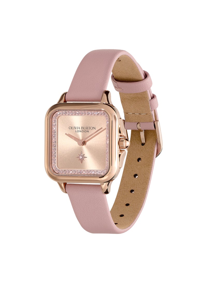 OLIVIA BURTON SQUARE ANALOG WOMEN'S LIGHT CARNATION GOLD CASE WATCH - 24000122 - Image 2