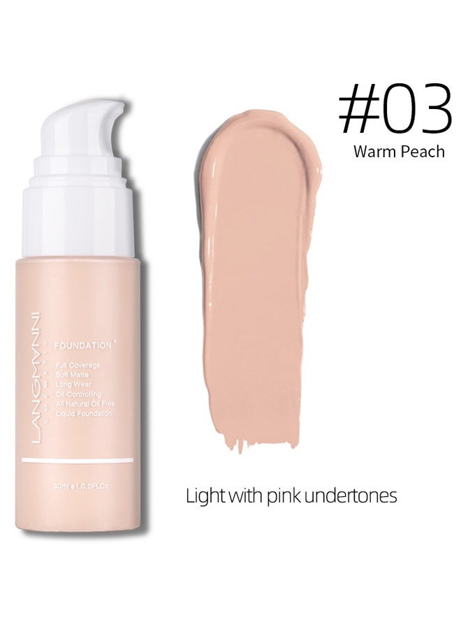 LANGMANNI Liquid Foundation, Waterproof For Oily/Sensitive Skin #03 - Image 2