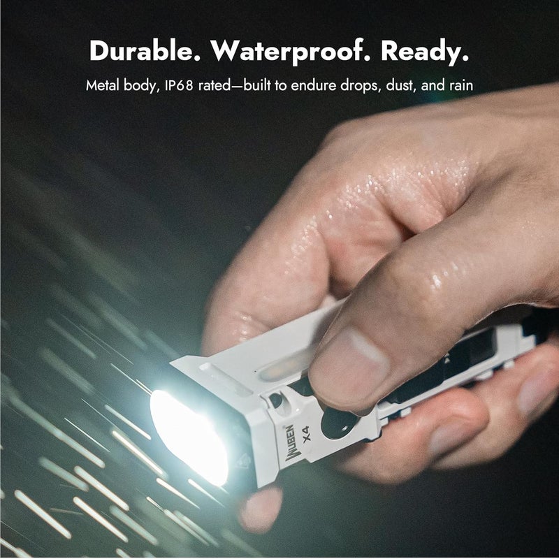 WUBEN X4 EDC Flat Flashlight with RGB Light, 1500 Lumens Mini Flashlight with Tactical Switch and Magnetic, IP68 Portable Pocket Clip USB C Flash Light for Camping, Checking, Emergencies - Image 4