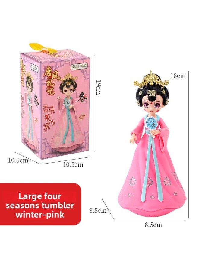 Datang Tumbler Little Sister Creative Xi'an Tourism Creative Doll Doll Toy Ornaments Gift-Color:Large Four Seasons Winter Powder - Image 1