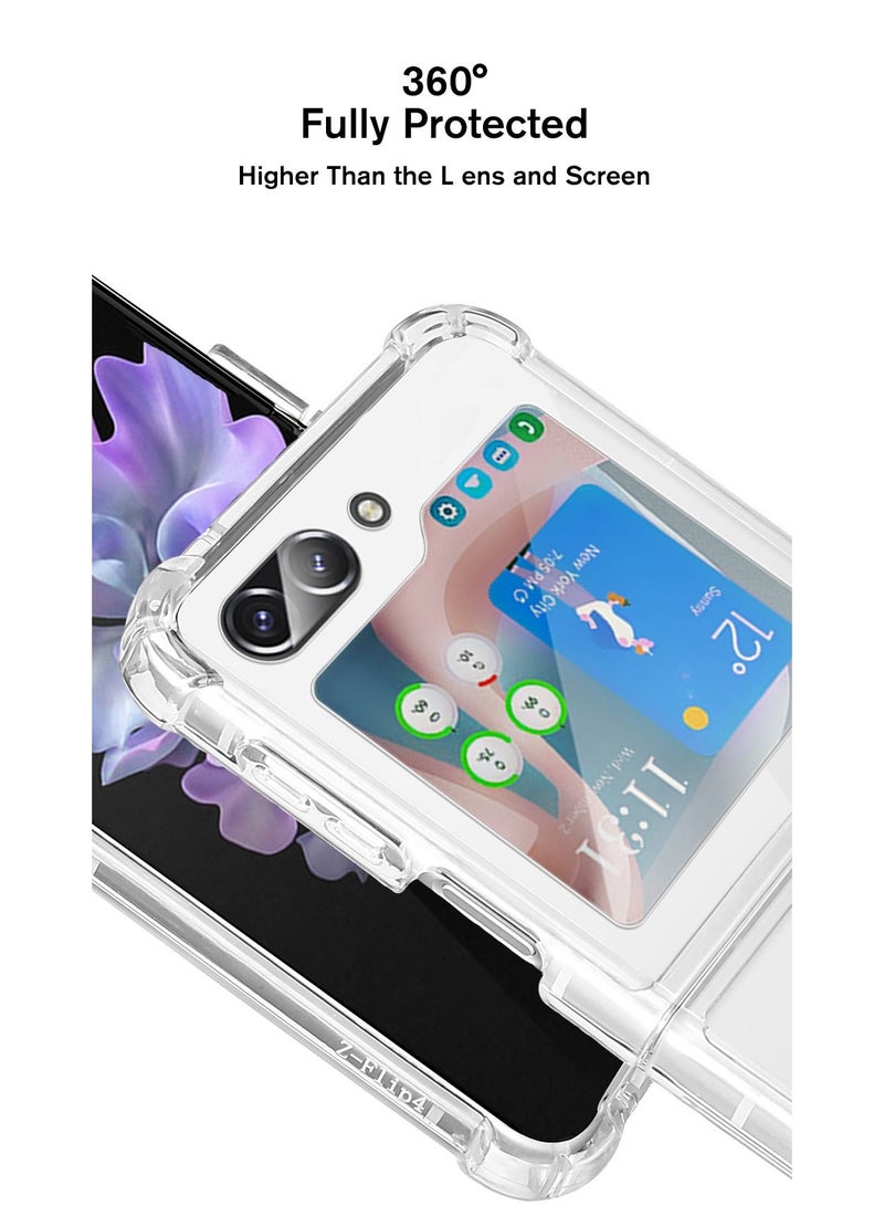Case for Galaxy Z flip 5 Clear Magnetic Cover Mag Safe Compatible  Clear Hard Back Case Shockproof Silicone Frame Edge Bumper Slim Transparent Case Compatible for Galaxy Z flip 5  - Image 5