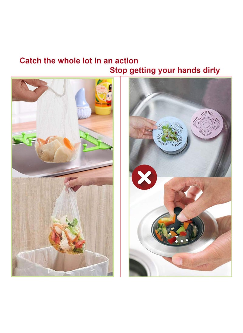 Generic - Sink Filter Net with Triangle Tri-Holder, Sink Strainer Bag, Corner Sink Strainer Basket, Kitchen Waste Storage Rack, Includes 100 Mesh Bags and 1 Holder for Easy Waste Disposal. - Image 1