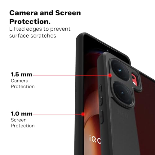 RIGGEAR Shockproof Sleek Hybrid Armor Back Cover Case Compatible with iQOO Neo 9 Pro 5G (Smoke Black Matte PC + Black TPU Bumper) - Image 5