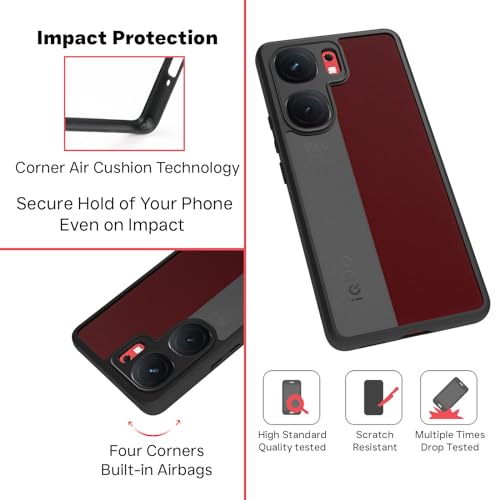 RIGGEAR Shockproof Sleek Hybrid Armor Back Cover Case Compatible with iQOO Neo 9 Pro 5G (Smoke Black Matte PC + Black TPU Bumper) - Image 4